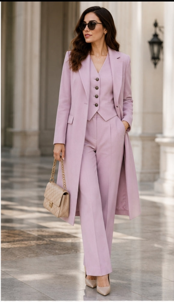 Blush Pink Three-Piece Formal Suit Set for Women